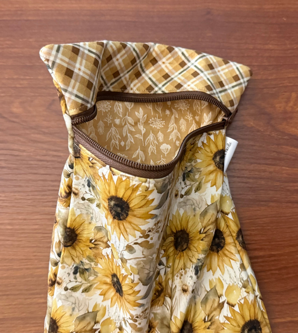 Evening on the Prairie Sunflower Skinny project bag for cross stitch & embroidery
