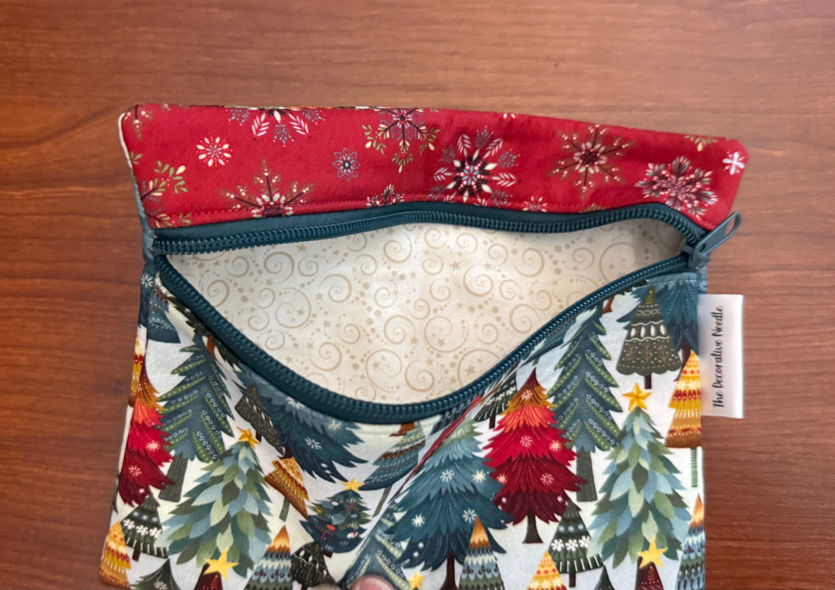 Nordic Holiday Trees Notions bag for cross stitch & embroidery