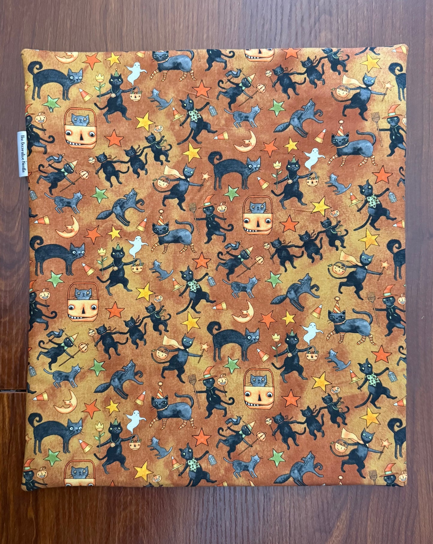 Spooky Cats Tall project bag for cross stitch & embroidery featuring fabric by Teresa Kogut