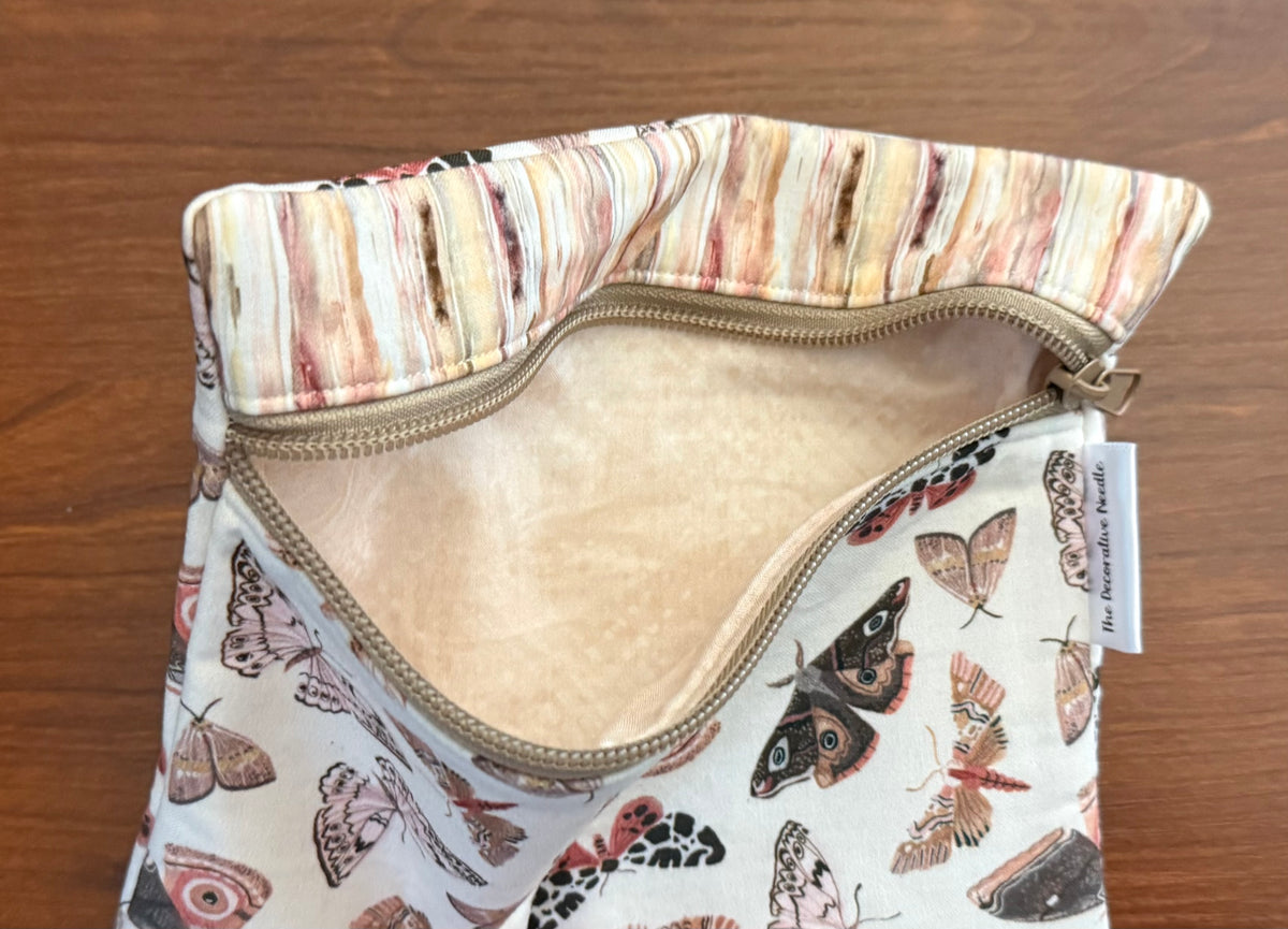 Fluttering Moths Notions bag for cross stitch & embroidery