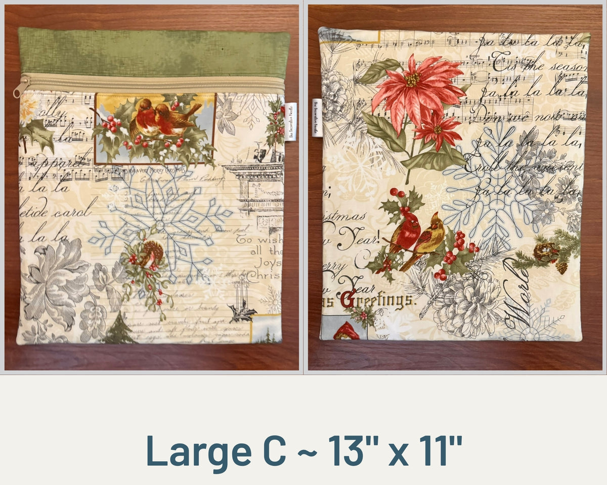 Christmas Collage Large project bag for cross stitch & embroidery