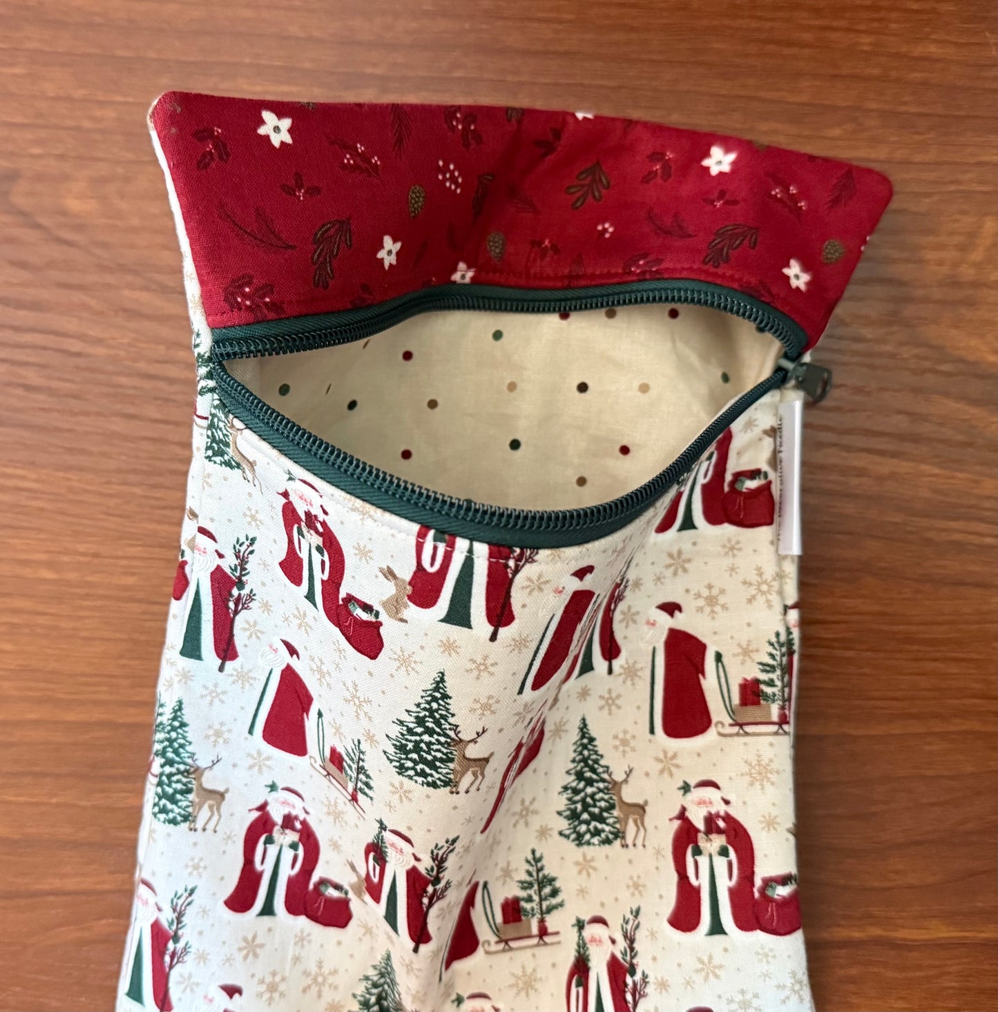 Christmas Time Santa Skinny project bag for cross stitch & embroidery