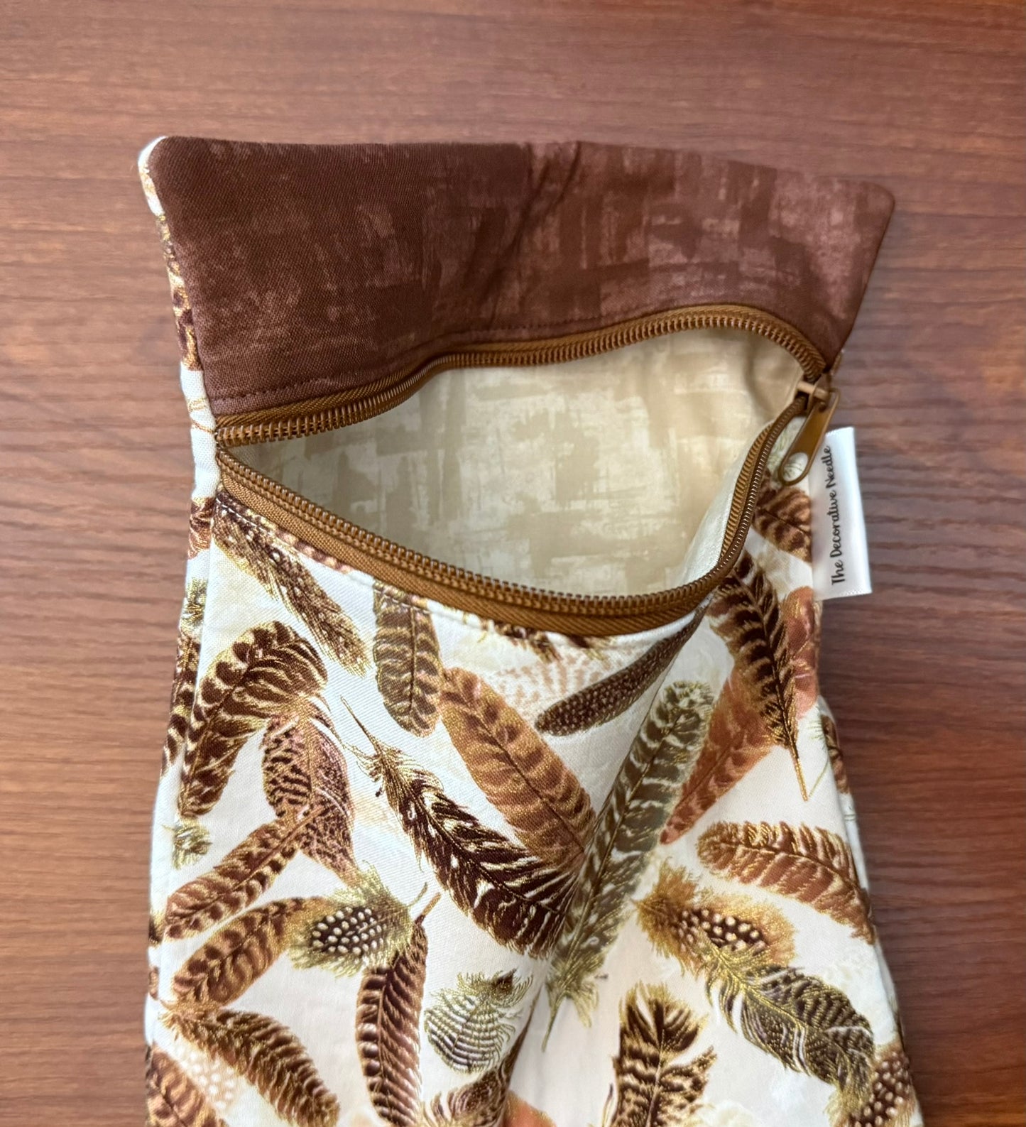 Skinny project bag - Gilded Feathers