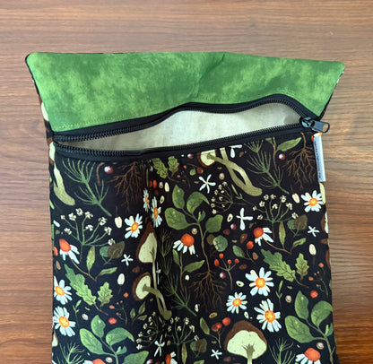 Mushrooms & Daisies Large project bag for cross stitch & embroidery