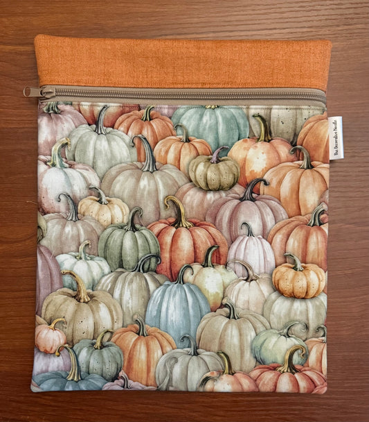 Colorful Pumpkins Large project bag for cross stitch & embroidery