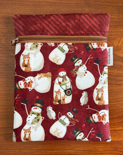 Northern Christmas Snowmen Skinny project bag for cross stitch & embroidery featuring fabric by Teresa Kogut