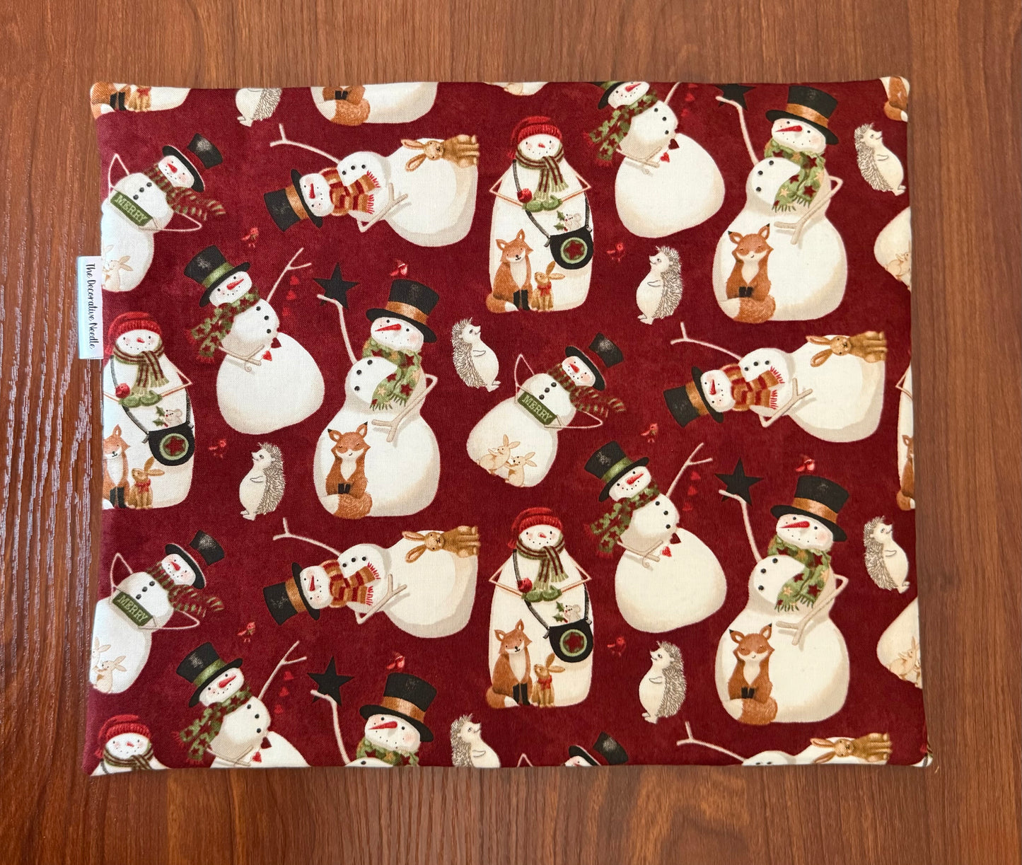 Northern Christmas Snowmen Regular project bag for cross stitch & embroidery featuring fabric by Teresa Kogut