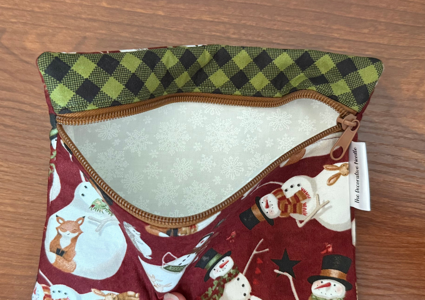 Northern Christmas Snowmen Notions bag for cross stitch & embroidery featuring fabric by Teresa Kogut