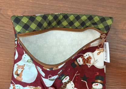 Northern Christmas Snowmen Notions bag for cross stitch & embroidery featuring fabric by Teresa Kogut