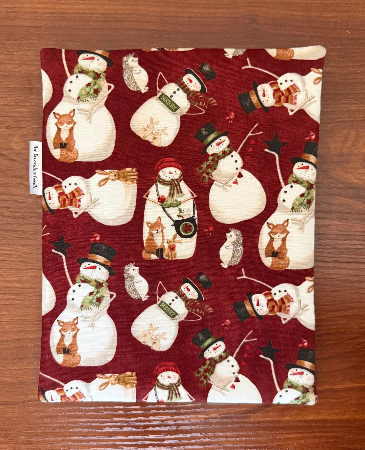 Northern Christmas Snowmen Skinny project bag for cross stitch & embroidery featuring fabric by Teresa Kogut