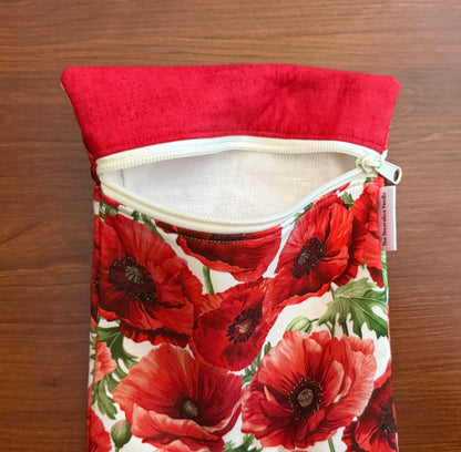 Poppy Passion Skinny project bag for cross stitch & embroidery