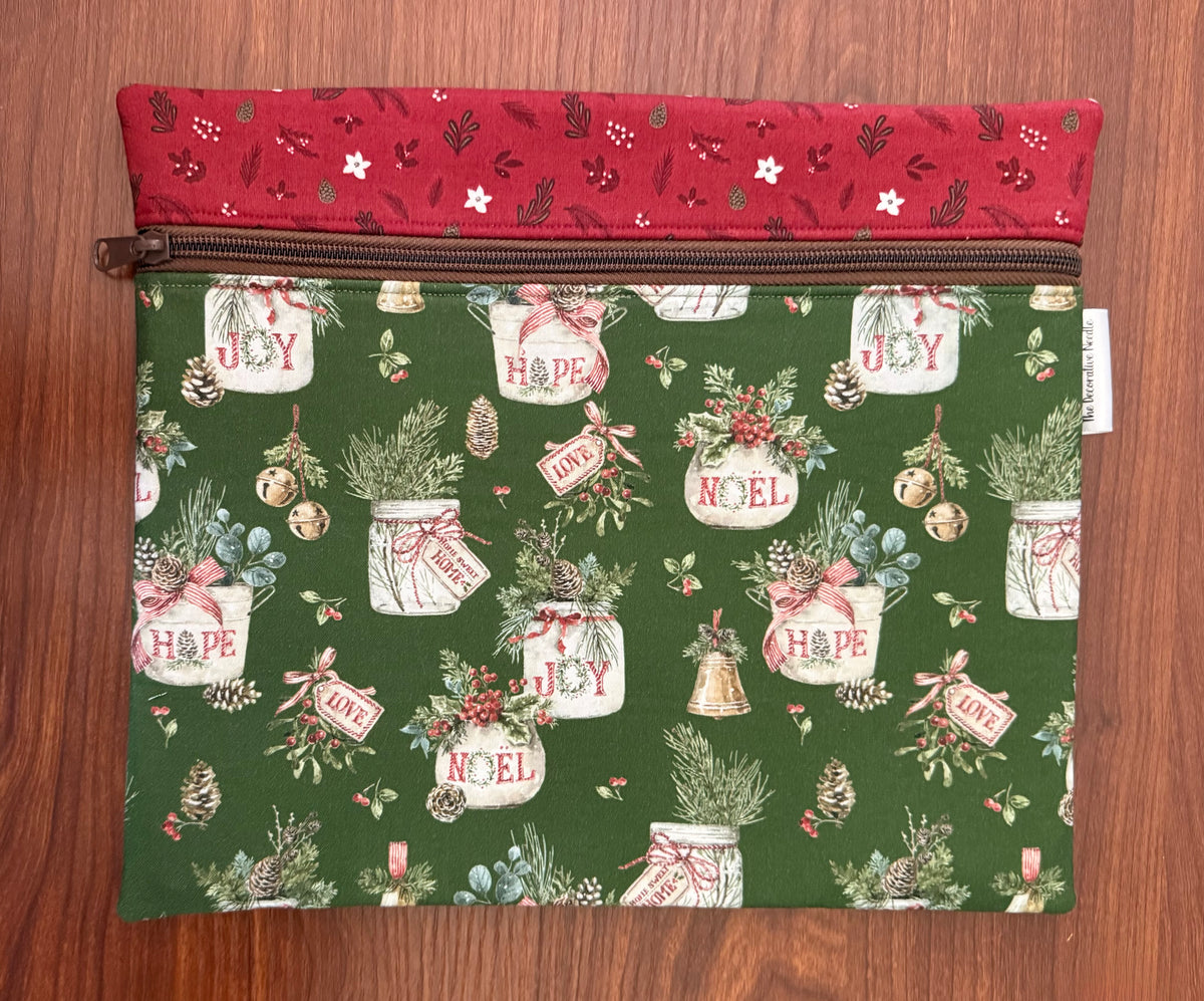 Holiday Spirit Greenery Regular project bag for cross stitch & embroidery
