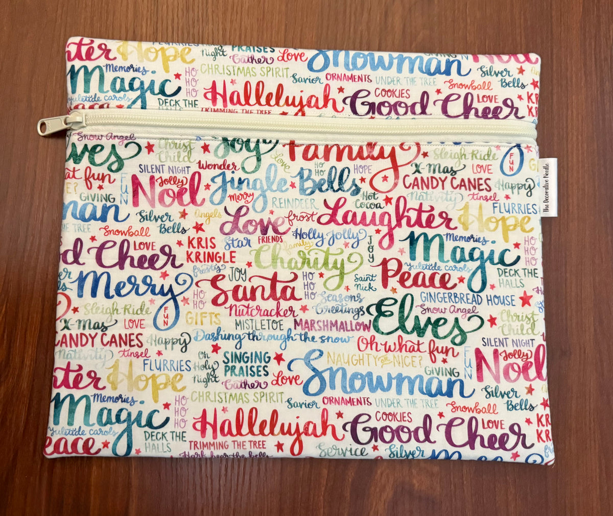 Christmas and Winter Typography Regular project bag for cross stitch & embroidery