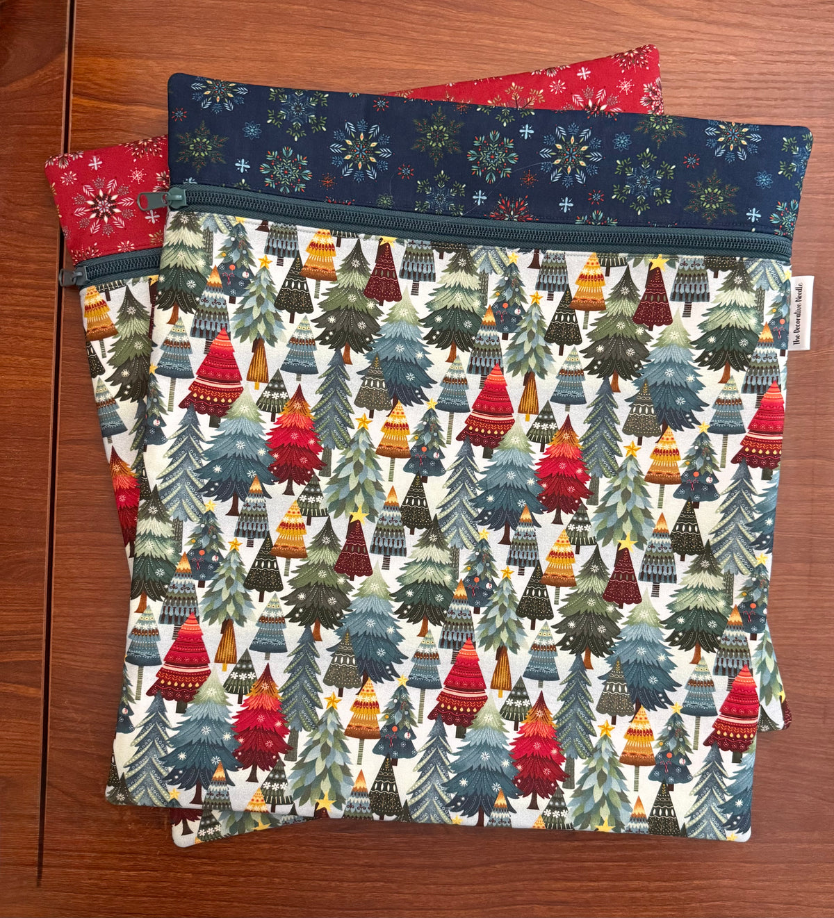 Nordic Holiday Trees Tall project bag for cross stitch & embroidery