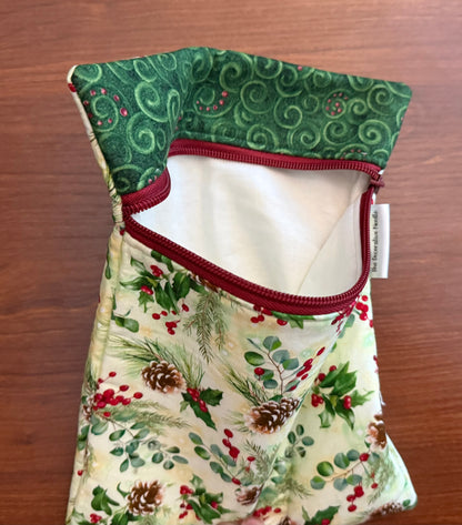 Christmas Greenery Skinny project bag for cross stitch & embroidery