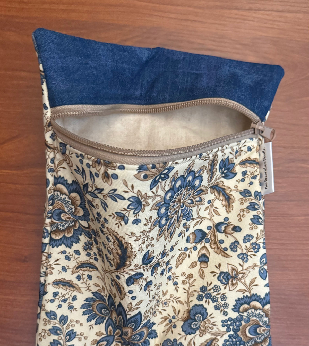 American Icons Blue & Beige Skinny project bag for cross stitch & embroidery