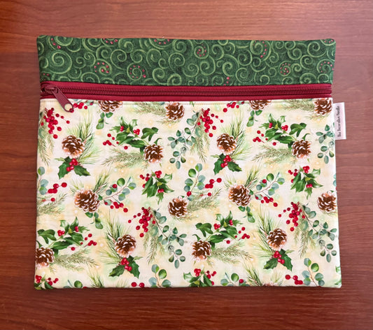 Christmas Greenery Regular project bag for cross stitch & embroidery