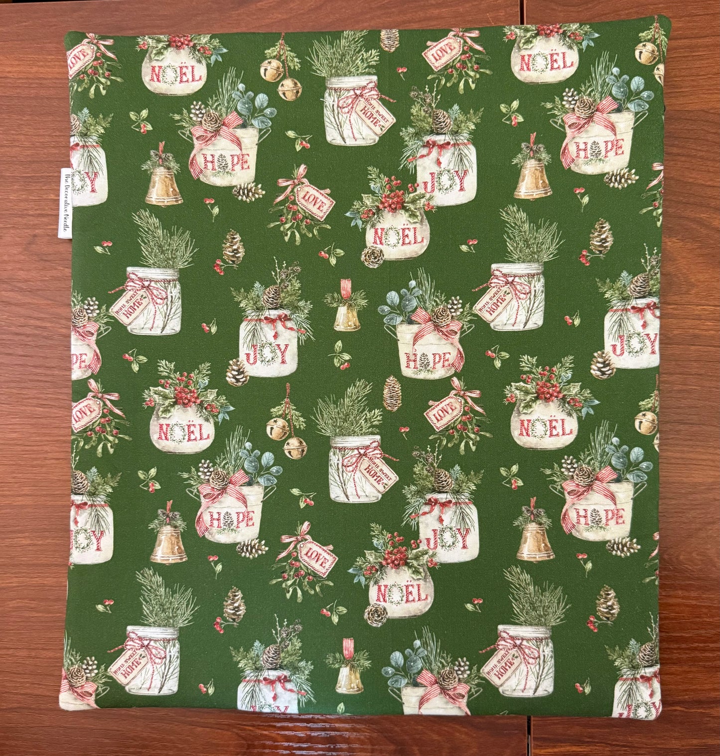 Holiday Spirit Greenery Tall project bag for cross stitch & embroidery