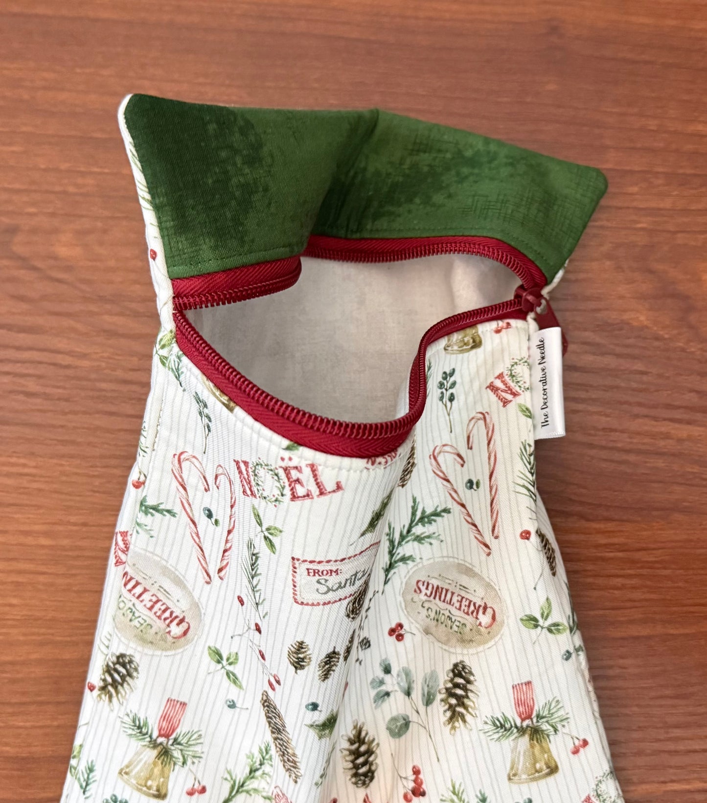 Holiday Spirit Tossed Motifs Skinny project bag for cross stitch & embroidery