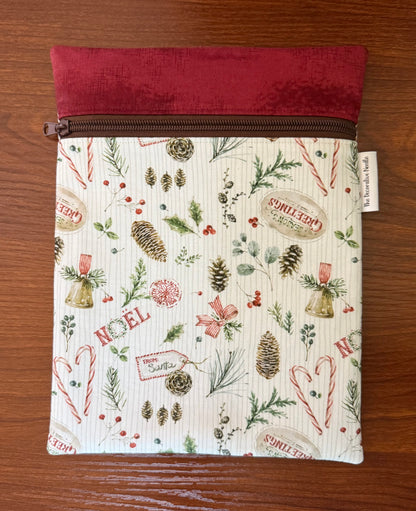 Holiday Spirit Tossed Motifs Skinny project bag for cross stitch & embroidery