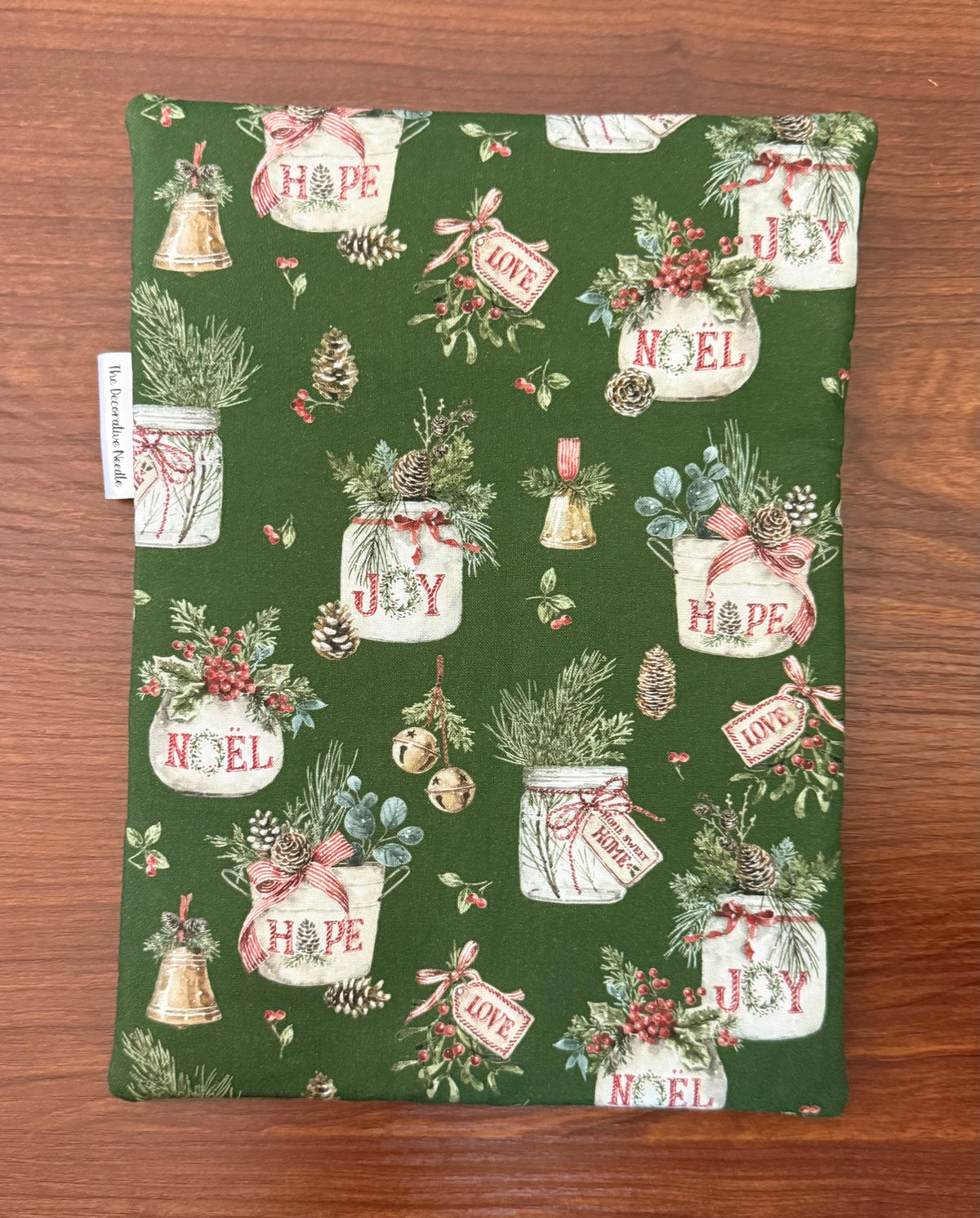 Holiday Spirit Greenery Skinny project bag for cross stitch & embroidery
