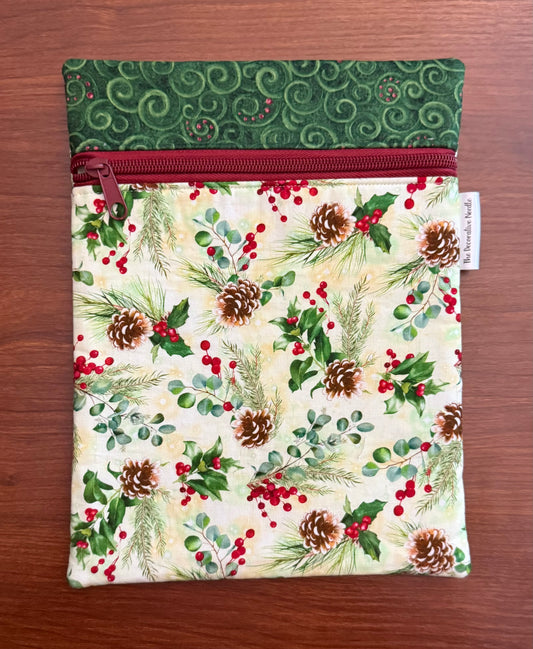 Christmas Greenery Skinny project bag for cross stitch & embroidery