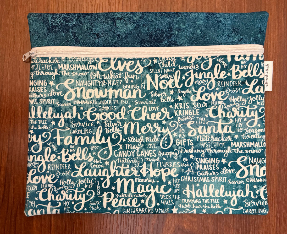Christmas and Winter Typography Regular project bag for cross stitch & embroidery