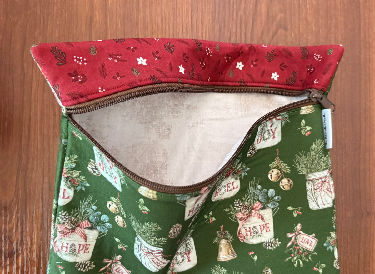 Holiday Spirit Greenery Regular project bag for cross stitch & embroidery