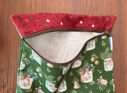 Holiday Spirit Greenery Regular project bag for cross stitch & embroidery