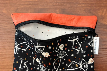 Glow-in-the-dark Skeletons Notions bag for cross stitch & embroidery
