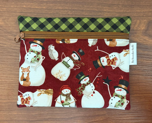 Northern Christmas Snowmen Notions bag for cross stitch & embroidery featuring fabric by Teresa Kogut