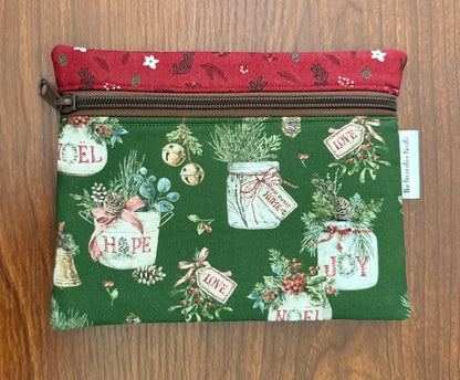 Holiday Spirit Greenery Notions bag for cross stitch & embroidery