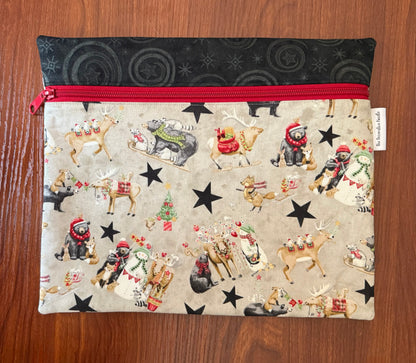 Northern Christmas motifs Regular project bag for cross stitch & embroidery featuring fabric by Teresa Kogut