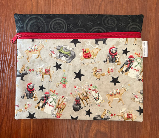 Northern Christmas motifs Regular project bag for cross stitch & embroidery featuring fabric by Teresa Kogut