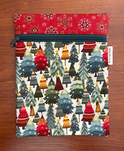 Nordic Holiday Trees Skinny project bag for cross stitch & embroidery