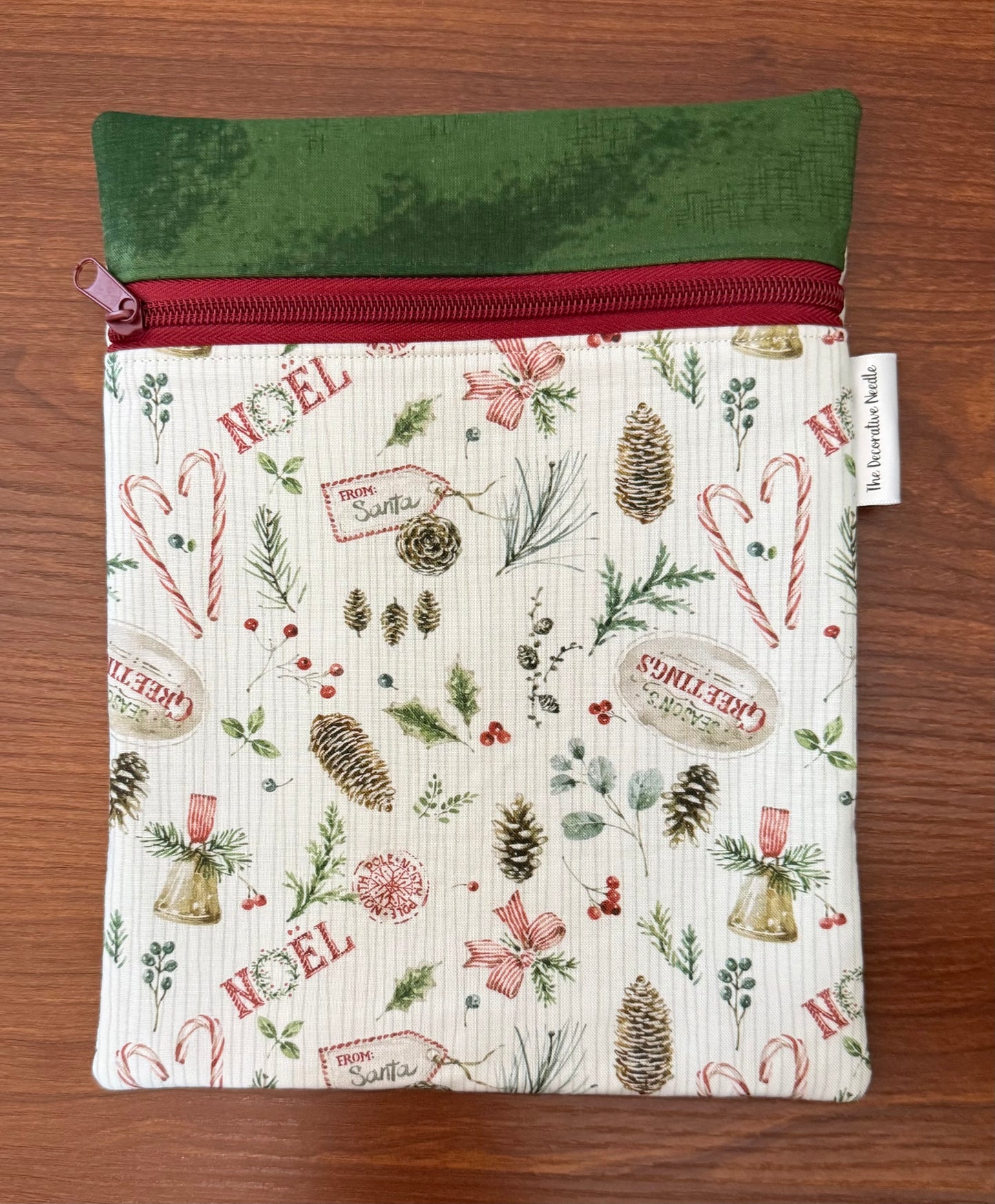 Holiday Spirit Tossed Motifs Skinny project bag for cross stitch & embroidery
