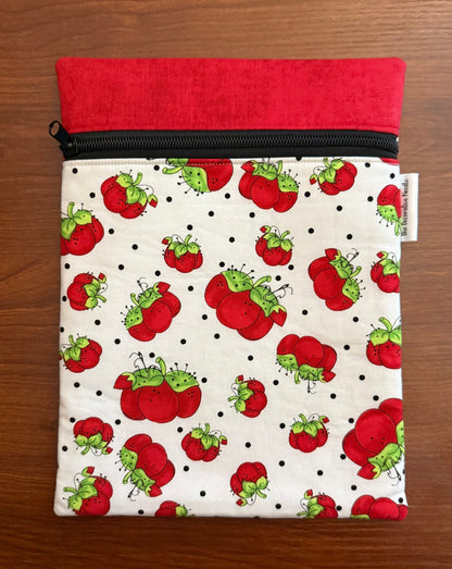Tomato Pincushion Skinny project bag for cross stitch & embroidery