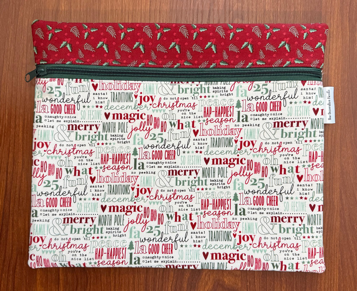 Evergreen Wishes Typography Regular project bag for cross stitch & embroidery