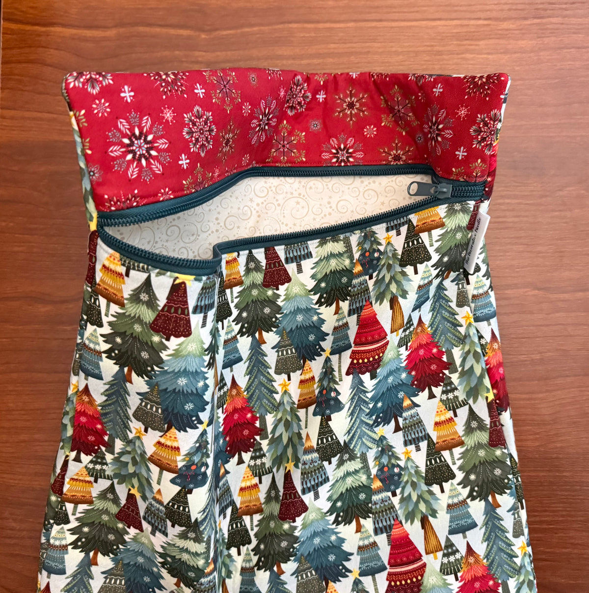 Nordic Holiday Trees Tall project bag for cross stitch & embroidery