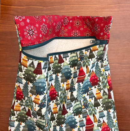 Nordic Holiday Trees Tall project bag for cross stitch & embroidery