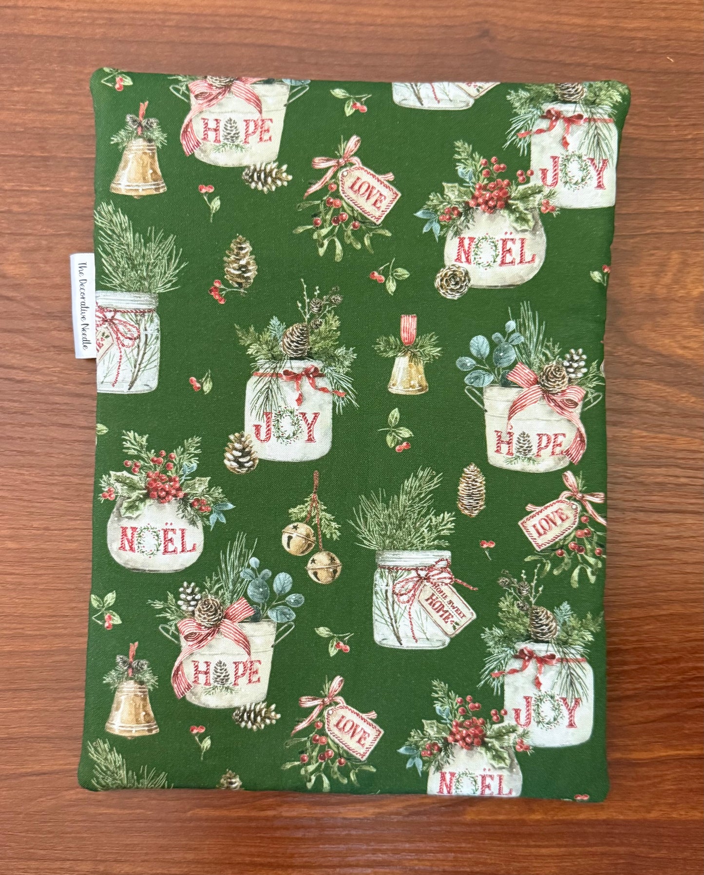 Holiday Spirit Greenery Skinny project bag for cross stitch & embroidery