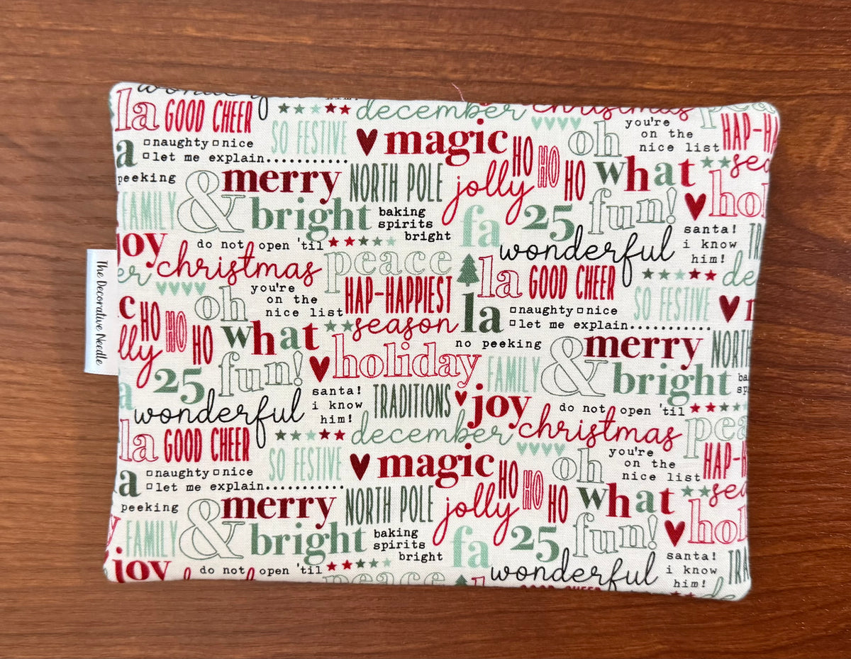 Evergreen Wishes Typography Notions bag for cross stitch & embroidery