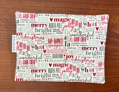 Evergreen Wishes Typography Notions bag for cross stitch & embroidery
