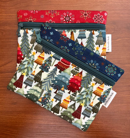 Nordic Holiday Trees Notions bag for cross stitch & embroidery