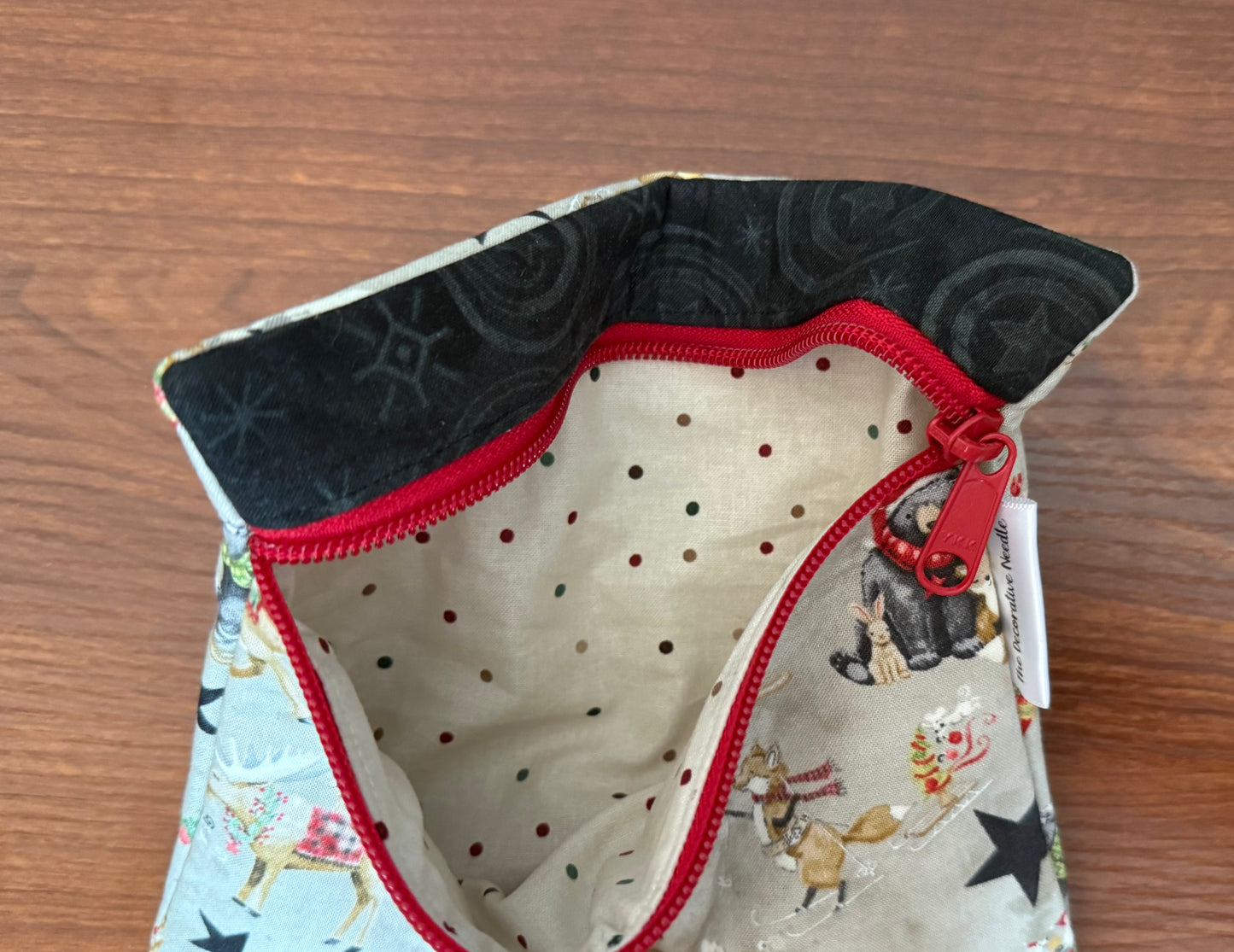 Northern Christmas motifs Notions bag for cross stitch & embroidery featuring fabric by Teresa Kogut