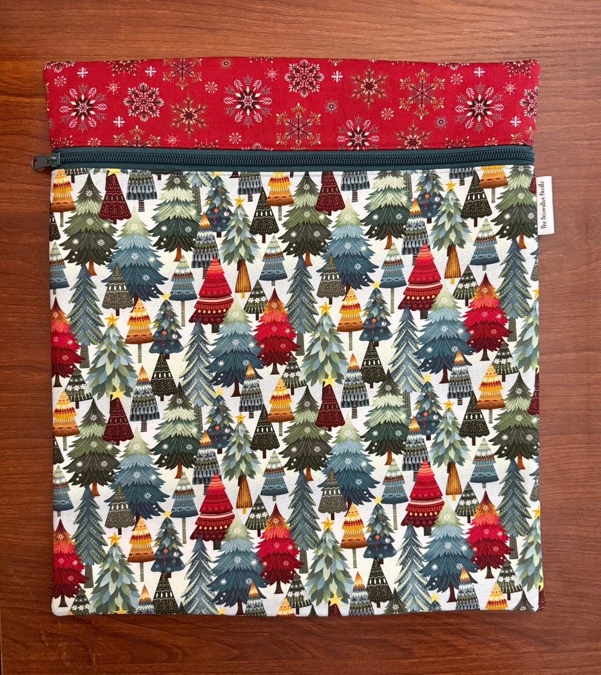 Nordic Holiday Trees Tall project bag for cross stitch & embroidery