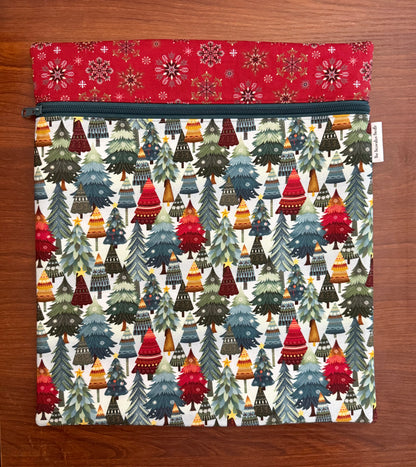 Nordic Holiday Trees Tall project bag for cross stitch & embroidery