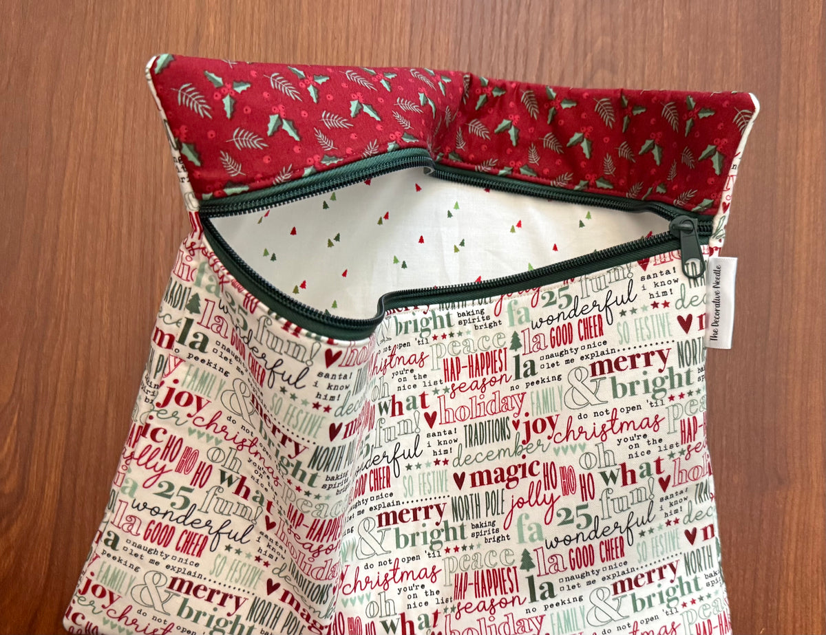 Evergreen Wishes Typography Regular project bag for cross stitch & embroidery