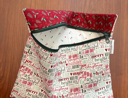 Evergreen Wishes Typography Regular project bag for cross stitch & embroidery