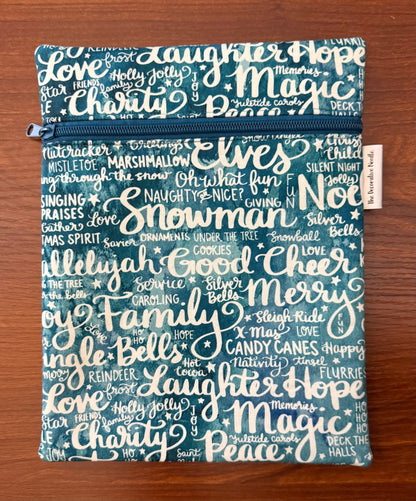 Christmas and Winter Typography Skinny project bag for cross stitch & embroidery